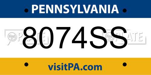 8074SS Pennsylvania License Plate
