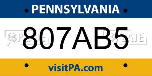 807AB5 Pennsylvania License Plate