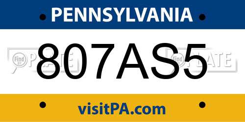 807AS5 Pennsylvania License Plate