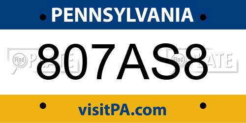 807AS8 Pennsylvania License Plate