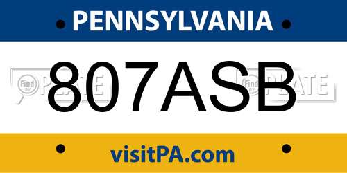 807ASB Pennsylvania License Plate