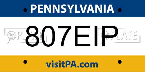 807EIP Pennsylvania License Plate