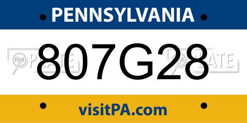 807G28 Pennsylvania License Plate