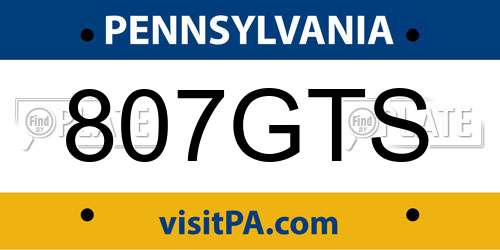 807GTS Pennsylvania License Plate