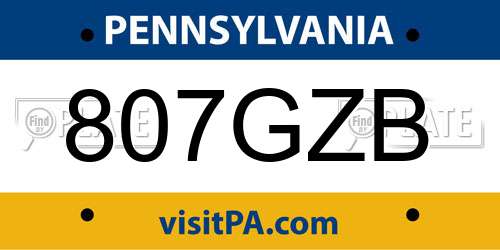 807GZB Pennsylvania License Plate
