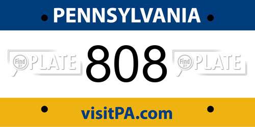 808 Pennsylvania License Plate