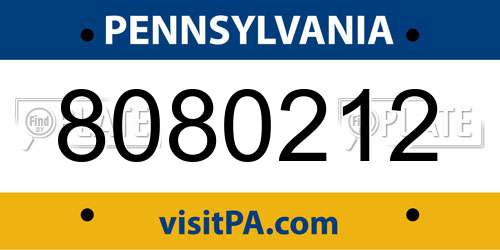 8080212 Pennsylvania License Plate