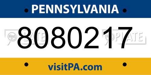 8080217 Pennsylvania License Plate