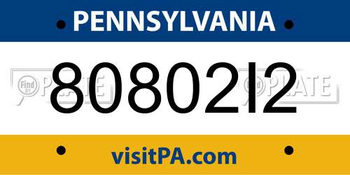 80802I2 Pennsylvania License Plate
