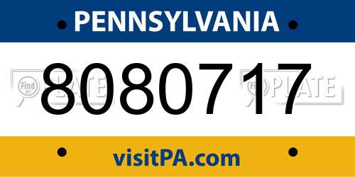 8080717 Pennsylvania License Plate