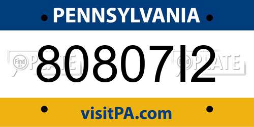 80807I2 Pennsylvania License Plate