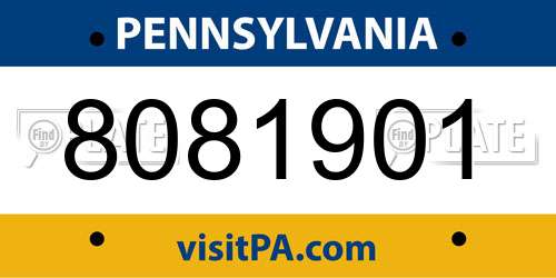 8081901 Pennsylvania License Plate