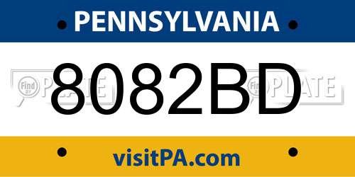 8082BD Pennsylvania License Plate