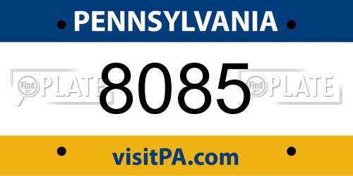 8085 Pennsylvania License Plate
