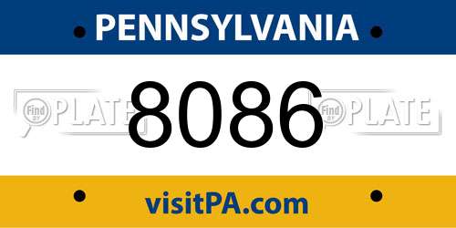 8086 Pennsylvania License Plate