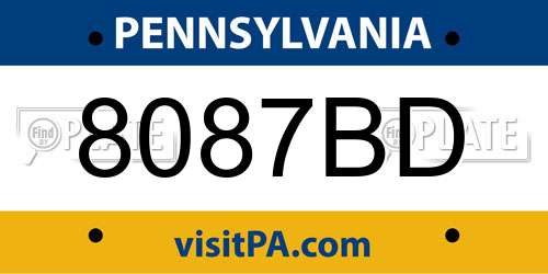 8087BD Pennsylvania License Plate