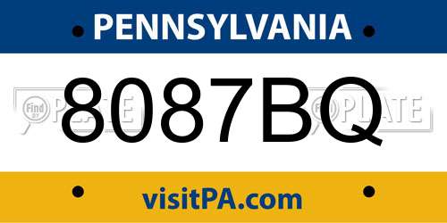 8087BQ Pennsylvania License Plate