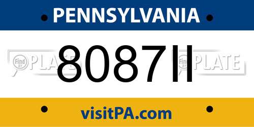 8087II Pennsylvania License Plate