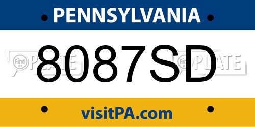 8087SD Pennsylvania License Plate