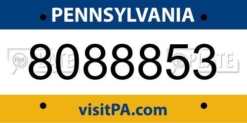 8088853 Pennsylvania License Plate
