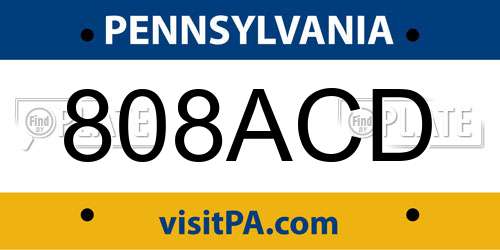 808ACD Pennsylvania License Plate