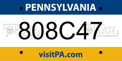 808C47 Pennsylvania License Plate