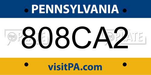 808CA2 Pennsylvania License Plate