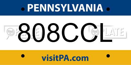 808CCL Pennsylvania License Plate