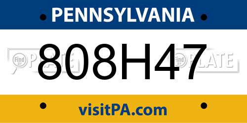 808H47 Pennsylvania License Plate