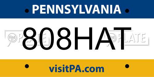 808HAT Pennsylvania License Plate