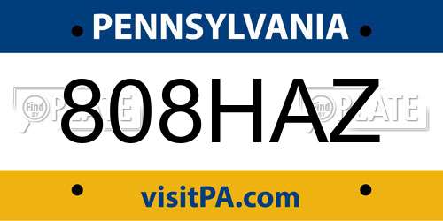 808HAZ Pennsylvania License Plate