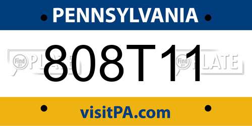 808T11 Pennsylvania License Plate
