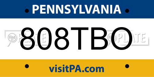 808TBO Pennsylvania License Plate