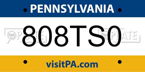 808TS0 Pennsylvania License Plate