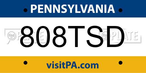 808TSD Pennsylvania License Plate