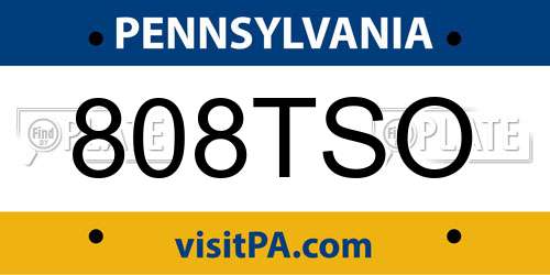 808TSO Pennsylvania License Plate