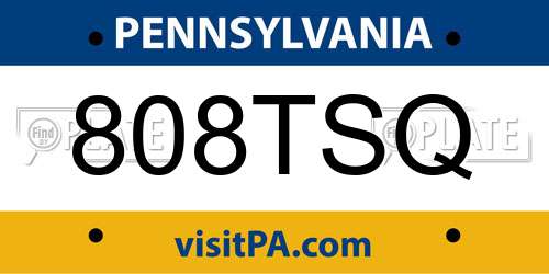 808TSQ Pennsylvania License Plate