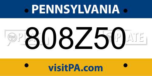 808Z50 Pennsylvania License Plate