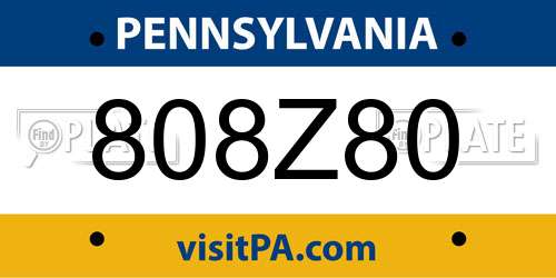 808Z80 Pennsylvania License Plate