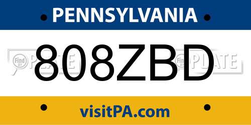 808ZBD Pennsylvania License Plate