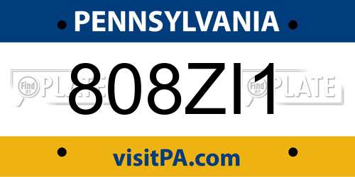 808ZI1 Pennsylvania License Plate