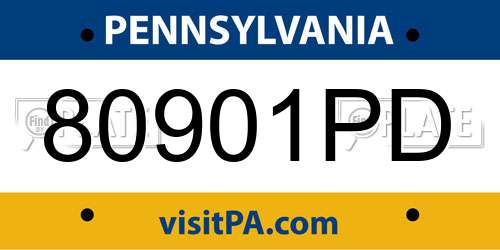 80901PD Pennsylvania License Plate