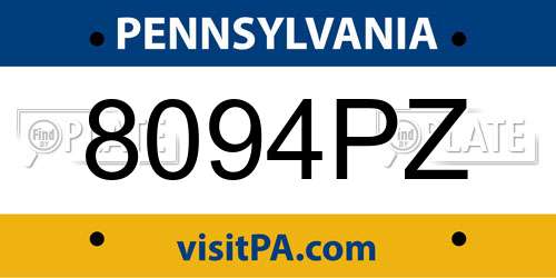 8094PZ Pennsylvania License Plate