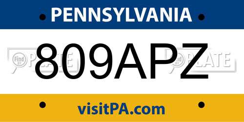 809APZ Pennsylvania License Plate