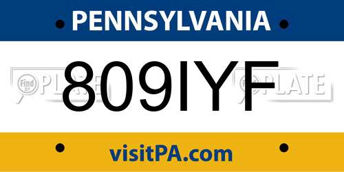 809IYF Pennsylvania License Plate