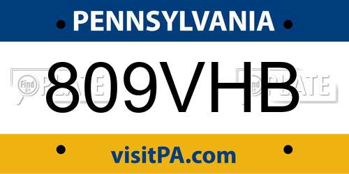 809VHB Pennsylvania License Plate
