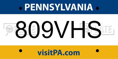 809VHS Pennsylvania License Plate