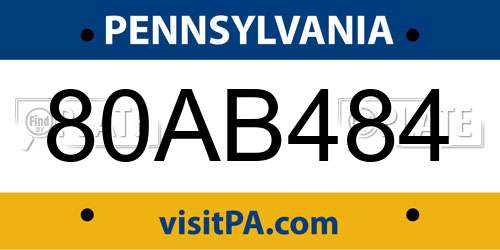 80AB484 Pennsylvania License Plate