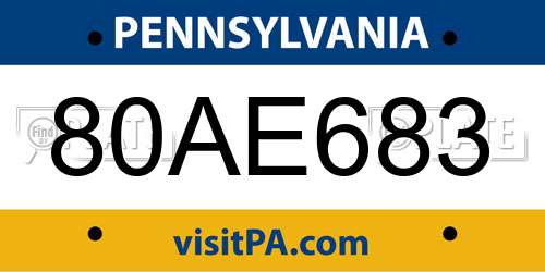 80AE683 Pennsylvania License Plate