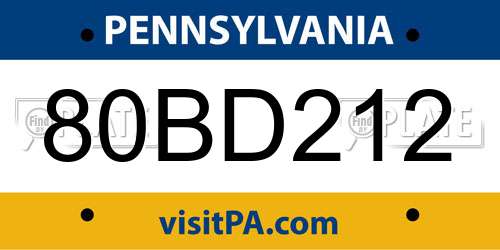 80BD212 Pennsylvania License Plate